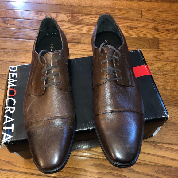 New Size 12 Democrata Brown Cap Toe Derby Shoes - Picture 2 of 5